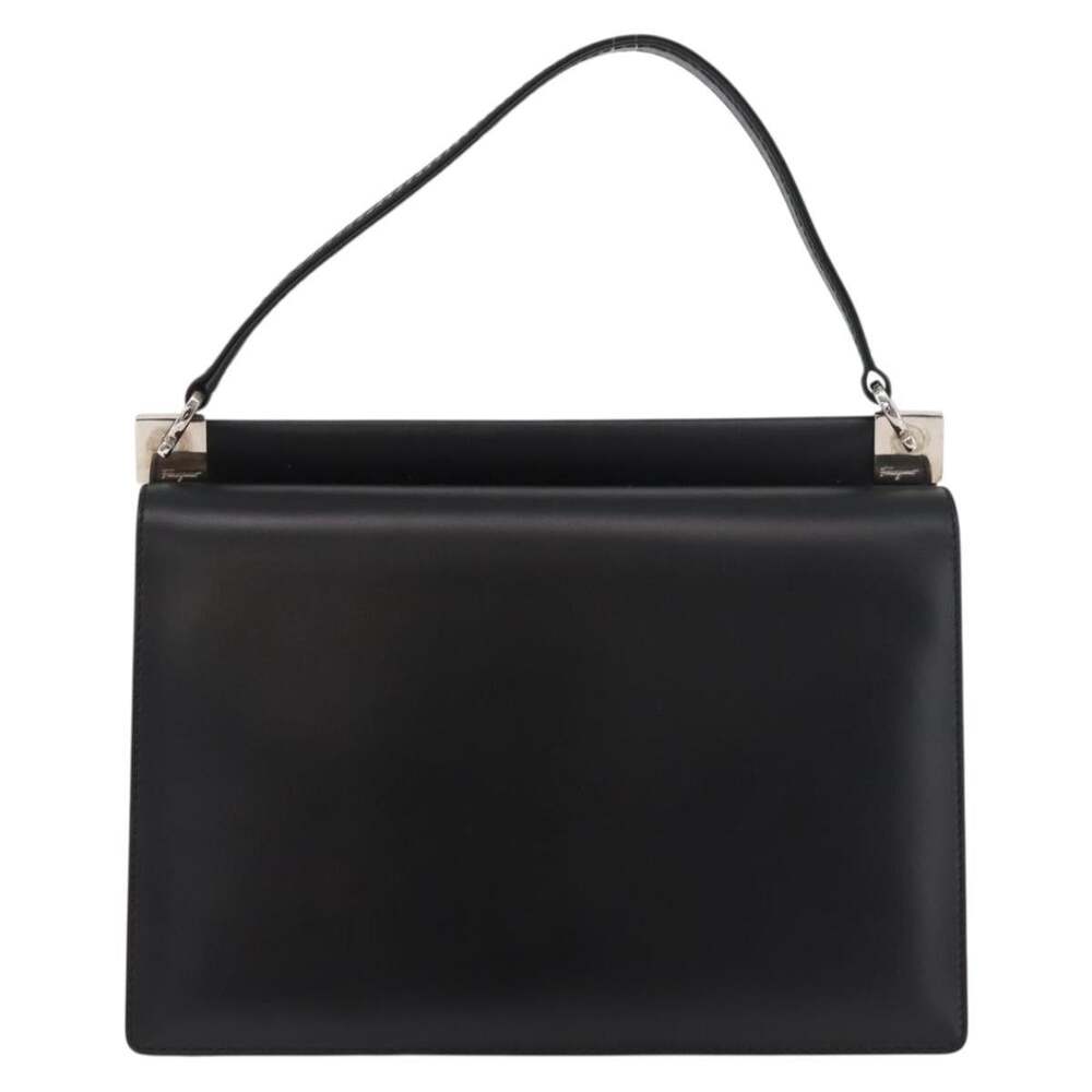Salvatore Ferragamo Leather Gancini Handbag Black
